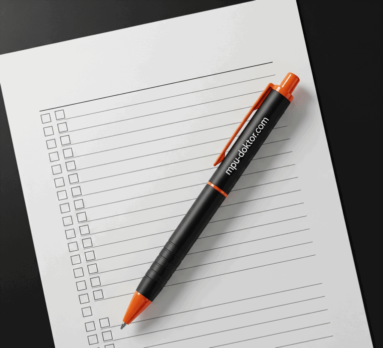 Ein Kugelschreiber auf einem Notizblock, der eine Checkliste beinhaltet.